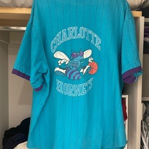 Vintage Charlotte Hornets Baseball Style Button Down